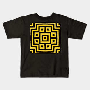HIGHLY Visible Yellow and Black Line Kaleidoscope pattern (Seamless) 24 Kids T-Shirt
